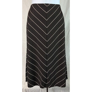 Vintage Slinky Flare Midi Skirt S Brown Stripe A Line 27”W Fairy Office Goth Y2K
